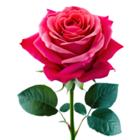 AI generated Rose with leaves isolated on transparent background png