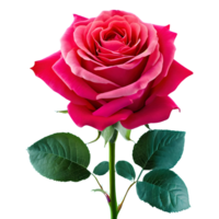 AI generated Rose with leaves isolated on transparent background png