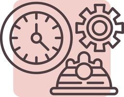 Working Hours Line  Shape Colors Icon vector