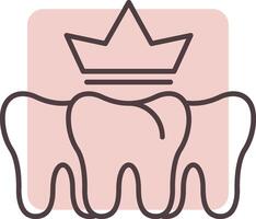 dental corona línea forma colores icono vector