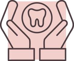 dental cuidado línea forma colores icono vector
