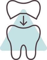 Tooth Cap Line  Shape Colors Icon vector