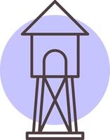 torre de vigilancia línea forma colores icono vector