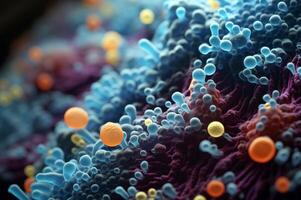 AI generated Detailed Macro closeup bacteria. Generate Ai photo