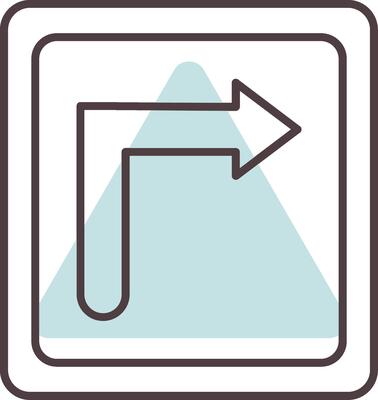 Turn Right Line  Shape Colors Icon