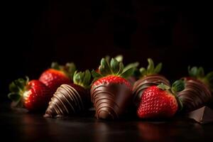 ai generado chocolate cubierto fresas generar ai foto