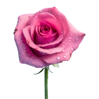 AI generated Pink rose with drops isolated on transparent background png