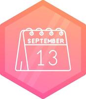 13th of September Gradient polygon Icon vector