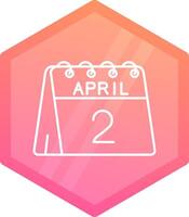 2nd of April Gradient polygon Icon vector