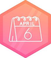 6th of April Gradient polygon Icon vector