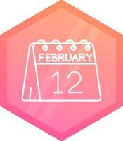 12th of February Gradient polygon Icon vector