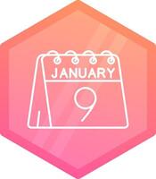 9th of January Gradient polygon Icon vector