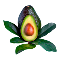 ai gegenereerd vers avocado met bladeren geïsoleerd Aan transparant achtergrond png