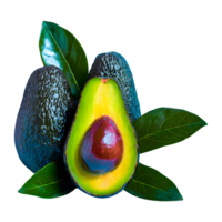 ai generado Fresco aguacate con hojas aislado en transparente antecedentes png