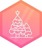 Christmas tree Gradient polygon Icon vector