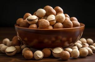 AI generated Buttery Macadamia nuts. Generate Ai photo