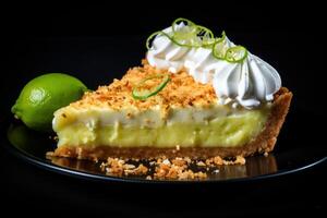 AI generated Crumbly Lime pie slice. Generate Ai photo