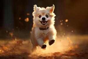 AI generated Joyful Little dog running. Generate ai photo