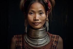 AI generated Cultural Tribe woman. Generate Ai photo