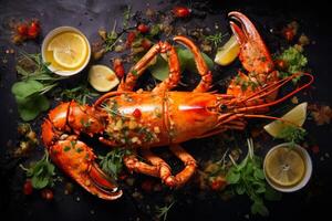 AI generated Buttery Cooked lobster seafood. Generate Ai photo