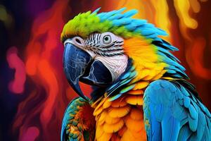 AI generated Social Macaw parrot colorful. Generate Ai photo