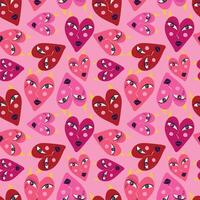 Pink cool pattern with red devilish hearts for Valentine's Day and Halloween holidays vector