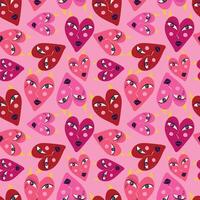 Pink cool pattern with red devilish hearts for Valentine's Day and Halloween holidays vector