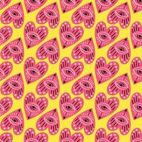 Bright vivid Valentines Day seamless pattern with magical hearts. vector