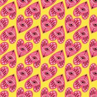 Bright vivid Valentines Day seamless pattern with magical hearts. vector