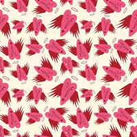 Bright Valentines Day seamless pattern with cool angels hearts. vector