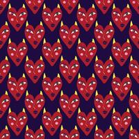 Purple pattern with red devilish hearts for Valentine's Day and Halloween holidays vector