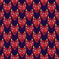 Purple pattern with red devilish hearts for Valentine's Day and Halloween holidays vector