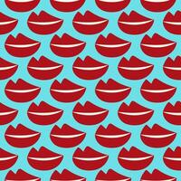 Funny pattern with red lips. Lips seamless background. Vector illustration
