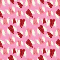 Bright Valentines Day seamless pattern with cool angels hearts. vector