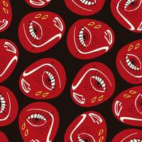 Freaky Abstract sad face seamless pattern. Funky Bizarre face background . Valentine's Day Card in modern doodle style vector
