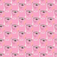 Blue Pink Aesthetics sad faces pattern. Funky vector