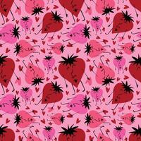 Bright Valentines Day seamless pattern with freaky hearts. vector