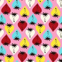 Valentines Day pattern with ugly funky hearts. Groovy cute love characters. Vector illustration in doodle style