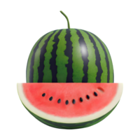 AI generated Watermelon and slice isolated on transparent background png