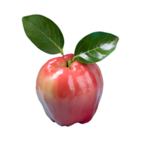 AI generated Fresh rose apple with leaves isolated on transparent background png