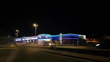 Aerial Footage of Illuminated British Town of England UK During Night video