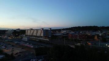 Aerial Footage of Illuminated British Town of England UK During Night video