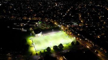 Aerial Footage of Illuminated British Town of England UK During Night video