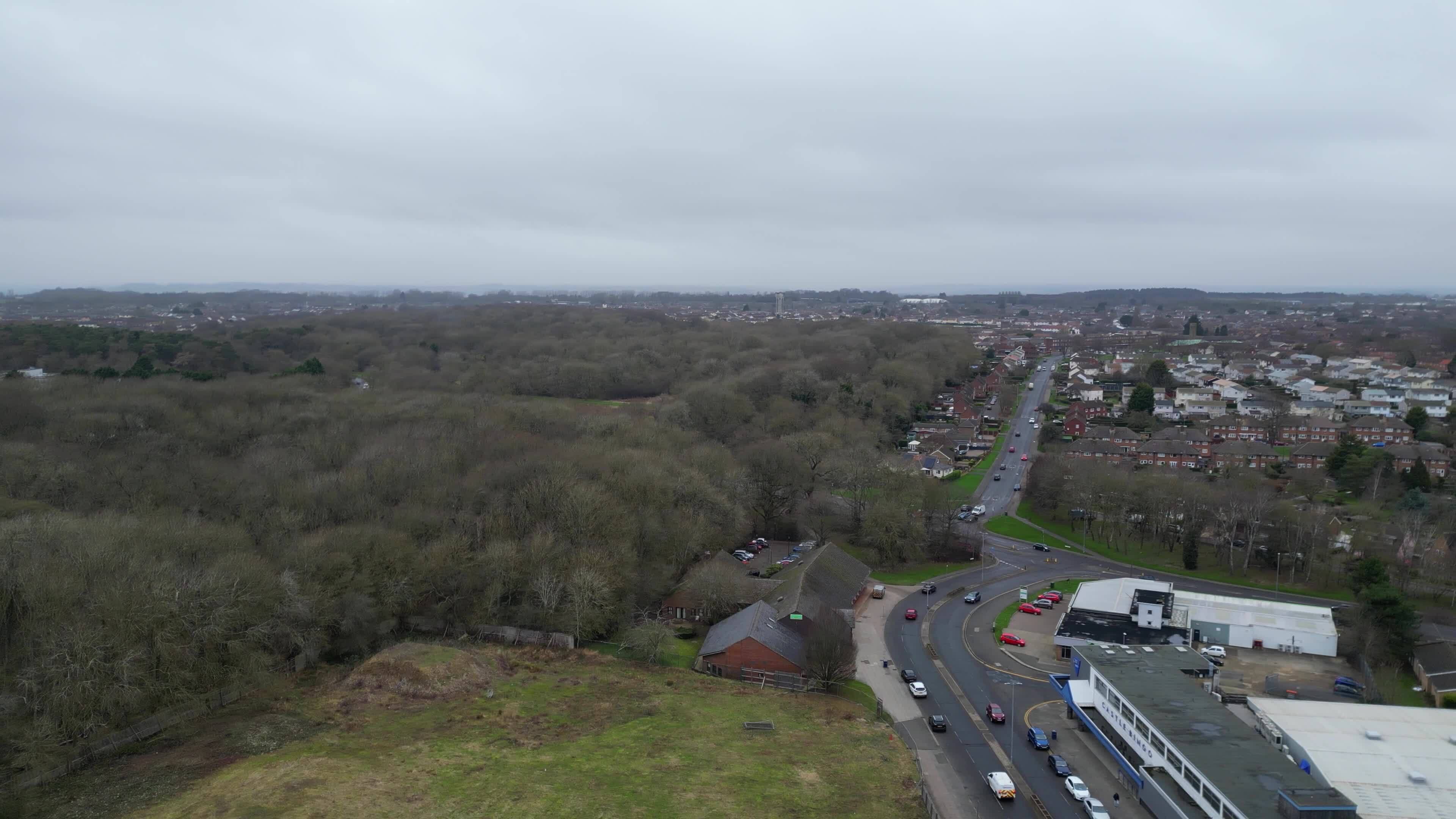 High Angle Footage of Corby City of Northamptonshire, England. UK