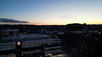 Aerial Footage of Illuminated British Town of England UK During Night video