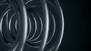 abstrait animation de tournant chrome spirale sur une noir Contexte. chrome forme. video