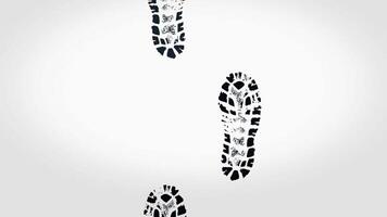 Animation of shoe prints appearing on a white background. Shoe marks. video