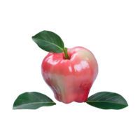 AI generated Fresh rose apple with leaves isolated on transparent background png