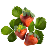 AI generated Fresh strawberries with leaves isolated on transparent background png