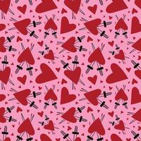 heart with dagger seamless pattern for Valentine's Day vector